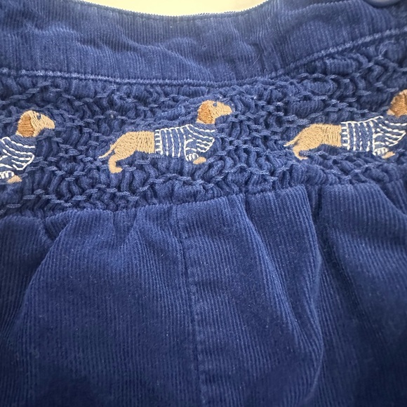 Baby Boden Blue corduroy smocked dog overalls - Picture 2 of 5